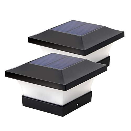 ILIKEPOW Solar-LED-Pfostenleuchten, wasserdicht, für den Außenbereich, für 4 x 4 Holzpfosten, Deck, Zaun, Tageslichtweiß, 6000 K, 2 Stück von ILIKEPOW