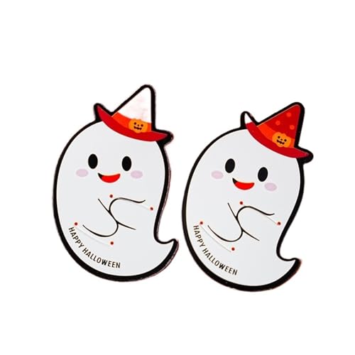 ILJXPOZB 50 Stück Halloween-Süßigkeitenkarten – Geist- Und Kürbis-Lolli-Halter for Kinder | DIY-Partydekorationen Und -Geschenke(Mint Green) von ILJXPOZB