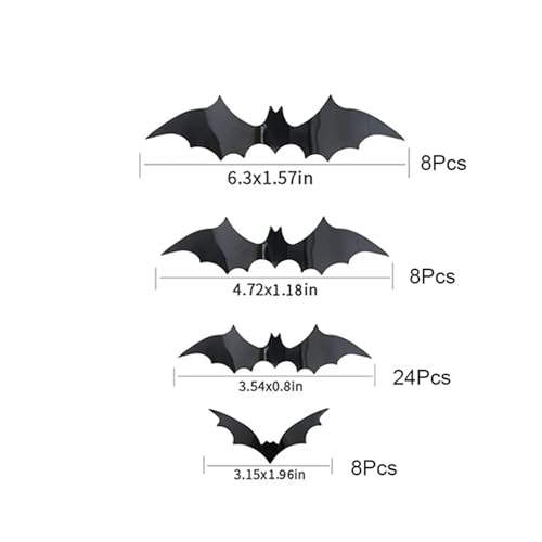 ILJXPOZB Halloween 3D PVC Fledermaus Wanddekorationen - Gruselige Schwarze Fledermaus Aufkleber for Halloween Party Dekor(48pcs Black Bat) von ILJXPOZB