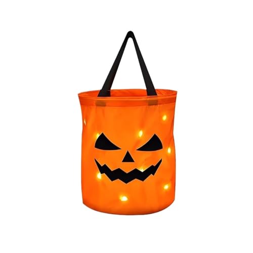 ILJXPOZB Leuchtende Halloween-Kürbis-Süßigkeiten-Tragetasche Mit LED-Licht – Perfekt for „Süßes Oder Saures“-Partys Und Als Feiertagsdekoration.(Style 1) von ILJXPOZB
