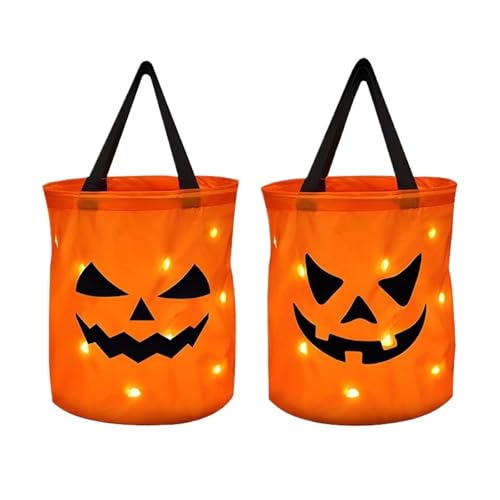 ILJXPOZB Leuchtende Halloween-Kürbis-Süßigkeiten-Tragetasche Mit LED-Licht – Perfekt for „Süßes Oder Saures“-Partys Und Als Feiertagsdekoration.(Style 1 and Style 2) von ILJXPOZB