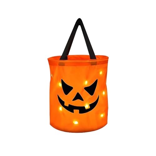 ILJXPOZB Leuchtende Halloween-Kürbis-Süßigkeiten-Tragetasche Mit LED-Licht – Perfekt for „Süßes Oder Saures“-Partys Und Als Feiertagsdekoration.(Style 2) von ILJXPOZB
