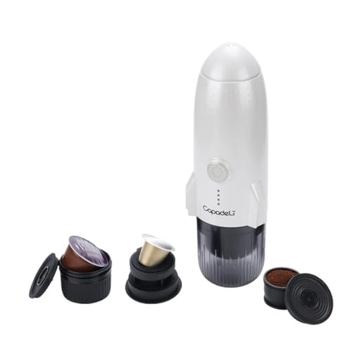 ILJXPOZB Tragbare Elektrische Espressomaschine – 3-in-1-Reisekaffeemaschine For Gemahlenen Kaffee Und DG NS-Kapselpads – Selbsterhitzend For Camping Und Outdoor(White,US) von ILJXPOZB