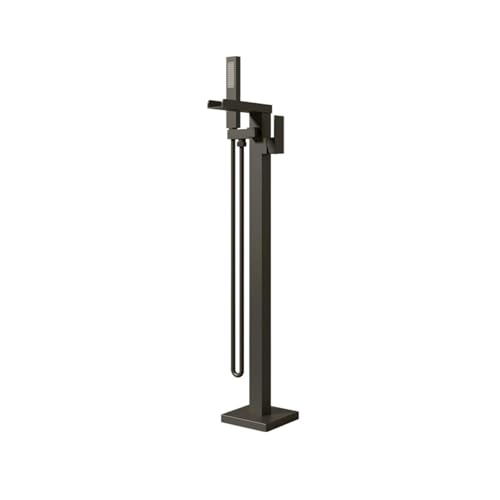 Luxuriöser, Bodenstehender Badezimmerhahn Aus Schwarzem Messing – Wasserfall-Design, Warm- Und Kaltwasser-Badewannenmischer(Brushed Grey B) von ILJXPOZB