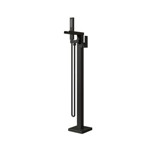 Luxuriöser, Bodenstehender Badezimmerhahn Aus Schwarzem Messing – Wasserfall-Design, Warm- Und Kaltwasser-Badewannenmischer(Matte Black A) von ILJXPOZB