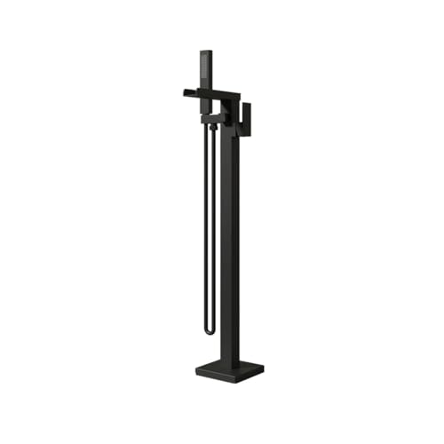 Luxuriöser, Bodenstehender Badezimmerhahn Aus Schwarzem Messing – Wasserfall-Design, Warm- Und Kaltwasser-Badewannenmischer(Matte Black B) von ILJXPOZB