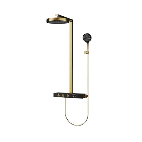 Luxuriöses Thermostat-Duschsystem-Set – Verdeckter Regenduschkopf Aus Messing Und Goldener Wasserhahn For Elegante Badezimmer(Gold shower set A) von ILJXPOZB