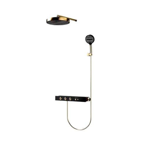 Luxuriöses Thermostat-Duschsystem-Set – Verdeckter Regenduschkopf Aus Messing Und Goldener Wasserhahn For Elegante Badezimmer(Gold shower set B) von ILJXPOZB