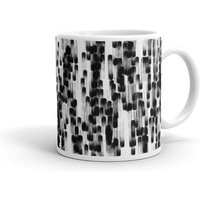 Gepunktete Kaffeebecher. 11 Unzen Keramikbecher. Tasse. Schwarz Weiß Becher. Teetasse. Glänzende Getränkebecher. Spülmaschinenfest von ILKADesign