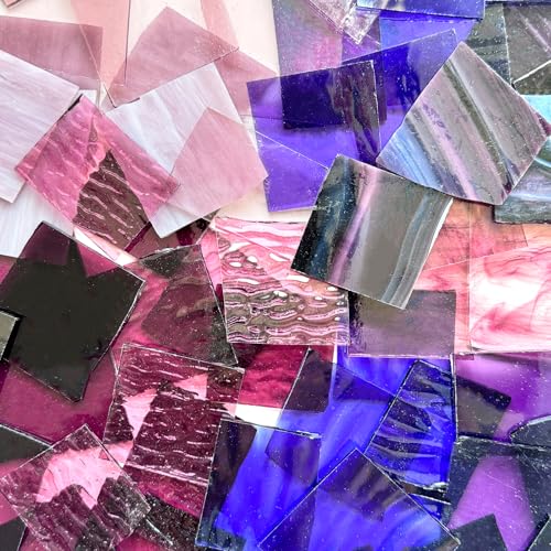ILLUCKAI 1 kg lila Buntglasreste, unregelmäßige Buntglasplatten, Mosiac-Fliesen für Mosaikprojekte, Heimdekoration von ILLUCKAI