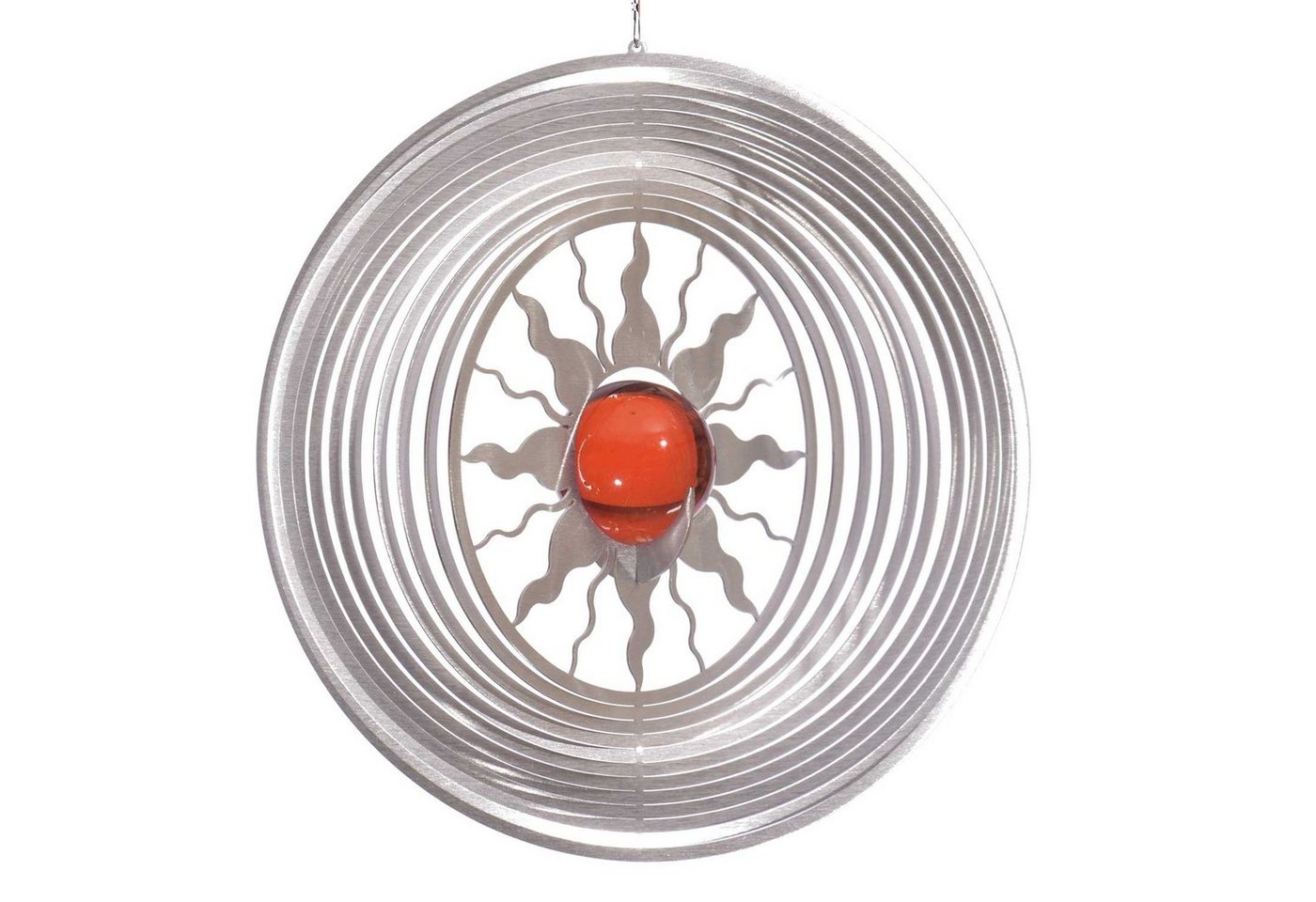 ILLUMINO Deko-Windrad Edelstahl Windspiel Sonne mit roter 35mm Kugel Wohnung Gartendeko von ILLUMINO