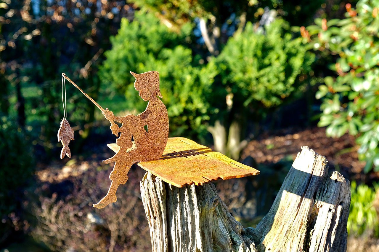 ILLUMINO Kantenhocker Kantenhocker Angler Sitzenbleiber Gartendeko Rost Metall (3-teilig) (1 St) von ILLUMINO