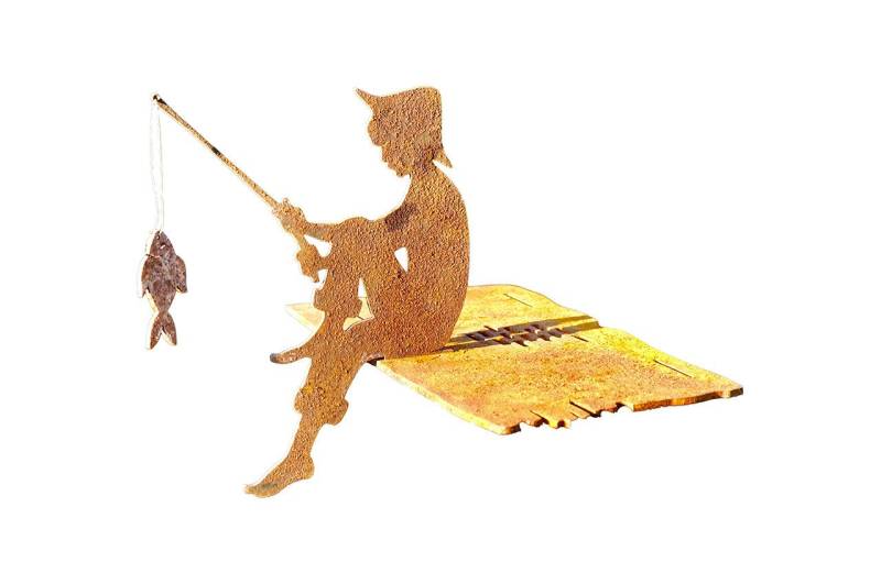 ILLUMINO Kantenhocker Kantenhocker Angler Sitzenbleiber Gartendeko Rost Metall (3-teilig) (1 St) von ILLUMINO