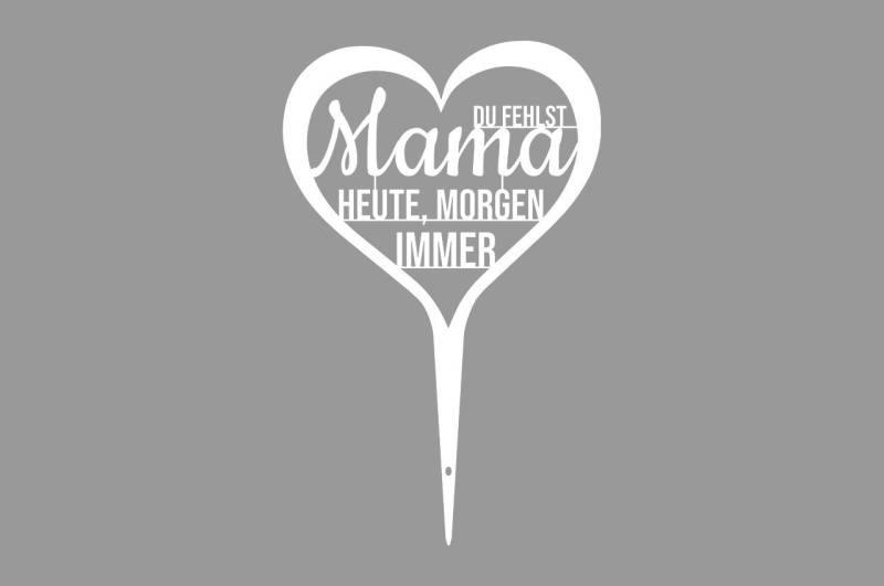 ILLUMINO Deko-Schriftzug Grabgesteck Grabschmuck Grabstecker Trauerschmuck Grabdeko, mit Schriftzug weiß Pulverbeschichtet - Wetterfeste Trauerdeko von ILLUMINO