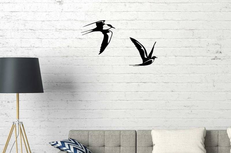 ILLUMINO Wanddekoobjekt Metall Wanddeko Kunst Flussseeschwalbe 2er Set für Wohnung und Garten Vogel Gartendeko Wohn Wand Deko 150202 von ILLUMINO
