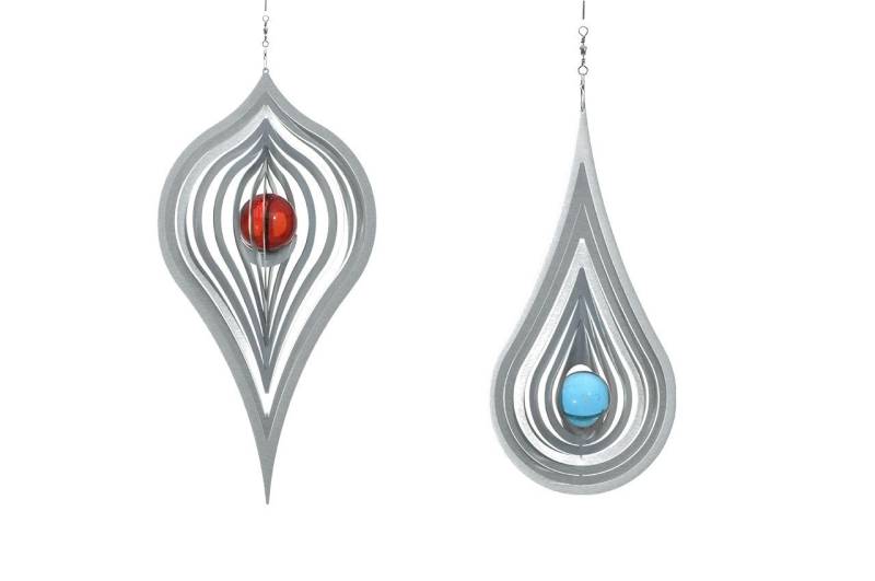 ILLUMINO Deko-Windrad Windspiel 2er Set Aqua und Pendola mit türkiser 35mm Glaskugel Garten (2 St) von ILLUMINO
