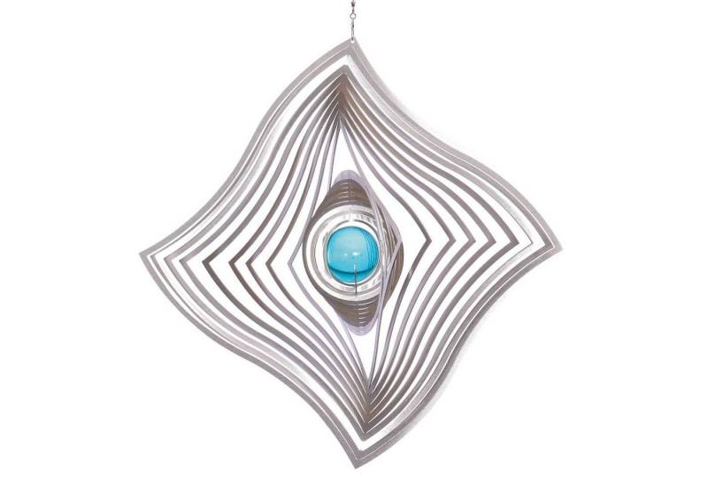 ILLUMINO Deko-Windrad Edelstahl Windspiel Windfahne mit türkiser 35mm Glaskugel von ILLUMINO