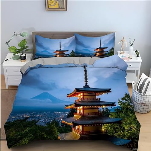 ILMIRA Bettwäsche 135x200 Japanischer Stil Bettwäsche 3 Teilig Traumhaft Weich Allergiker Mikrofaser Einzelbett Bettbezug mit Reisverschluss für Kinder und Erwachsene und 2 Kissenbezug 80x80 cm von ILMIRA