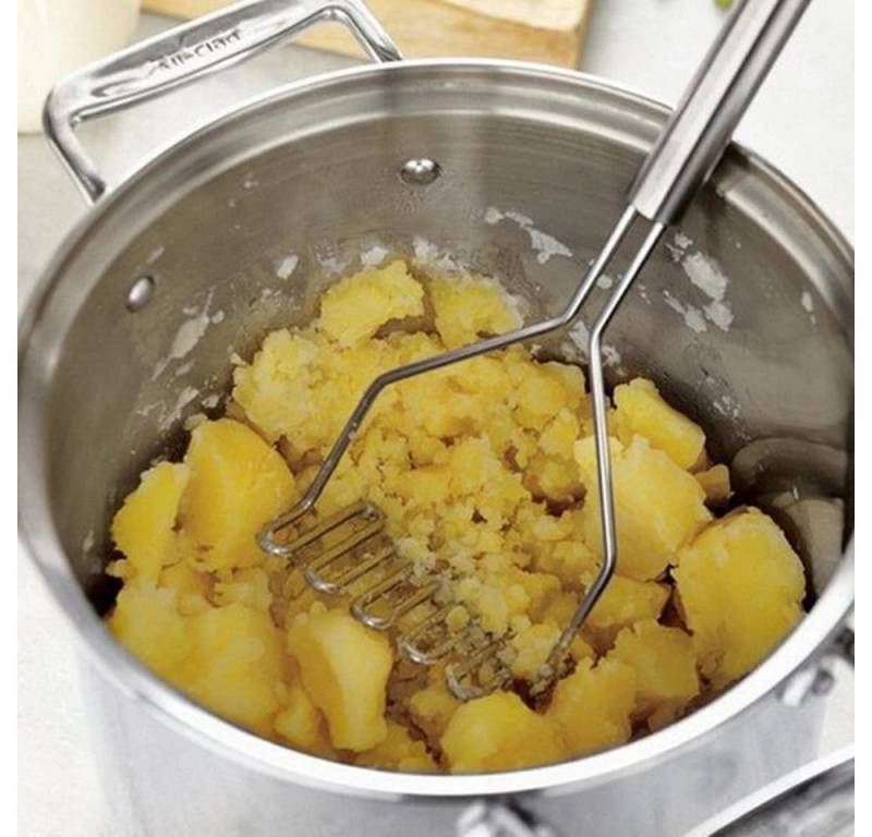 ILOKEN Kartoffelstampfer aus Edelstahl Rostfrei Gemüsestampfer robust spülmaschinengeeignet, Kartoffel, Gemüse, Stampfer, Küche von ILOKEN