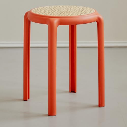 ILOOXI Rund Esszimmerhocker, Stapelhocker Hocker Stapelbar Küchenhocker, Rattan Barhocker Bunte Stapeltisch Für Klassenzimmer, Wohnzimmer, Esszimmer(Orange) von ILOOXI