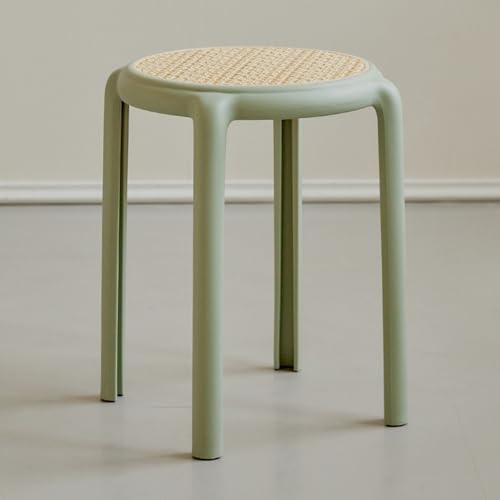 ILOOXI Rund Esszimmerhocker, Stapelhocker Hocker Stapelbar Küchenhocker, Rattan Barhocker Bunte Stapeltisch Für Klassenzimmer, Wohnzimmer, Esszimmer (Color : Light Green, Size : H45cm/18in) von ILOOXI