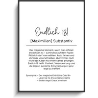 18. Geburtstag Poster Din A4 Personalisiert Definition Endlich 18, Geschenk Humorvolles Bild Junge Erwachsene Volljährigkeit Sohn Tochter 18. Geburtstag Poster Din A4 Personalisiert Definition Endlich 18, Geschenk Humorvolles Bild Junge Erwachsene Volljährigkeit Sohn Tochter von ILOTANAmotive