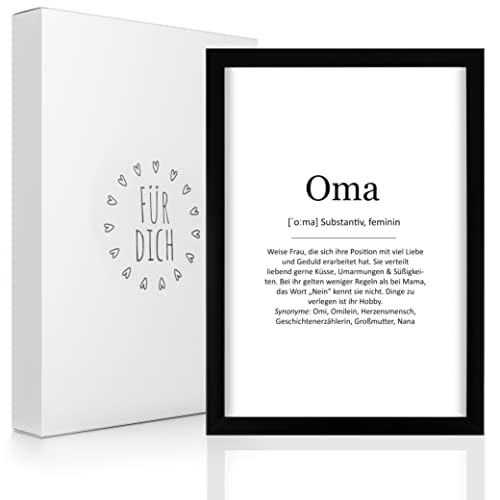 ILP Definition Oma Kunstdruck - Bilderrahmen zum Hängen und Aufstellen Schwarz 23x32x1,5 cm - Geschenke für Lieblingsoma - Oma Bild - Oma Geschenke zum Geburtstag - Oma Geschenk von ILP GMBH I LOVE PRODUCTS