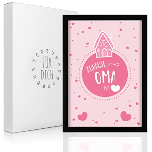 ILP Zuhause ist wo Oma ist Kunstdruck - Bilderrahmen zum Hängen und Aufstellen Schwarz 23x32x1,5 cm - Geschenke für Lieblingsoma - Oma Bild - Oma Geschenke zum Geburtstag - Oma Geschenk von ILP GMBH I LOVE PRODUCTS