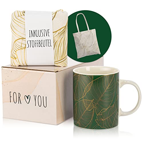 ILP Geschenkset Frauen mit Motiv - Kaffeetasse und praktischer Jutebeutel - Geschenke für Frauen - Geschenktasse in Geschenkverpackung - Geburtstagsgeschenk für Frauen von ILP GMBH I LOVE PRODUCTS