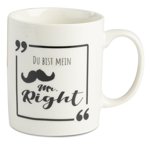 ILP Kaffeetasse aus Keramik mit Spruch - Mr Right Tasse für Freund - Partner Tasse - Geschenke für Paare - Ich liebe dich Tasse - Tasse für Partner - Tassen für Paare - Boyfriend Tasse von ILP GMBH I LOVE PRODUCTS