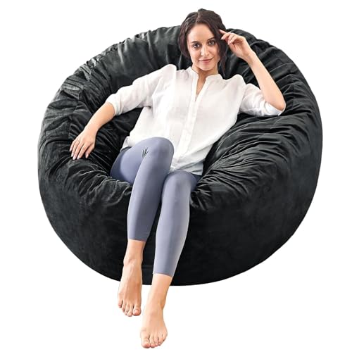 Sitzsack-Stühle für Erwachsene, 90 cm, Memory-Schaum-Möbel, Kinder-/Jugend-Sofa mit weichem Mikrofaser-Bezug, runde, flauschige Couch für Wohnzimmer, Schlafzimmer, Studentenwohnheim, 0,9 m, Schwarz Sitzsack-Stühle für Erwachsene, 90 cm, Memory-Schaum-Möbel, Kinder-/Jugend-Sofa mit weichem Mikrofaser-Bezug, runde, flauschige Couch für Wohnzimmer, Schlafzimmer, Studentenwohnheim, 0,9 m, Schwarz von ILPEOD