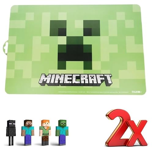 2 Stück Platzdeckchen Kunststoff Platzteller für Frühstück und Mittagessen Kinder für MINECRAFT von ILS I LOVE SHOPPING