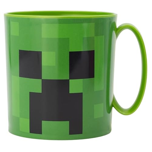 ILS I LOVE SHOPPING Becher aus Kunststoff, 350 ml, für Mikrowelle mit Griff, für Kinder, Frühstück, BPA-frei (für Minecraft Creeper) von ILS I LOVE SHOPPING