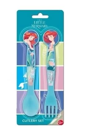 Besteck-Set für Kinder aus BPA-freiem lebensmittelechtem Kunststoff - Gabel und Löffel Made in Spain (für Ariel Meerjungfrau) von ILS I LOVE SHOPPING