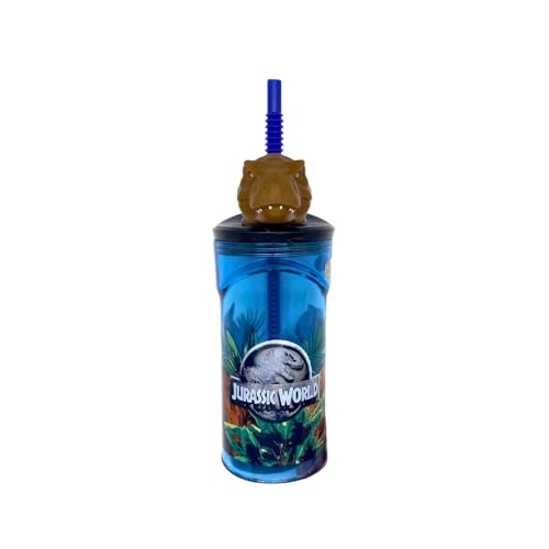 ILS I LOVE SHOPPING Becher 360 ml mit Strohhalm und 3D-Figur für Kinder, BPA-frei (Jurassic World) von ILS I LOVE SHOPPING