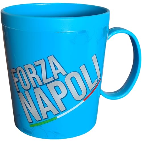 ILS I LOVE SHOPPING Offizieller Becher aus Kunststoff, 360 ml, für die Mikrowelle mit Griff, Fan-Frühstück, BPA-frei, hergestellt in Italien (Forza Napoli) von ILS I LOVE SHOPPING