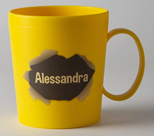 ILS I LOVE SHOPPING Personalisierter Becher mit Name aus Kunststoff, 350 ml, für Mikrowelle mit Frühstücksgriff, hergestellt in Italien (ALESSANDRA) von ILS I LOVE SHOPPING