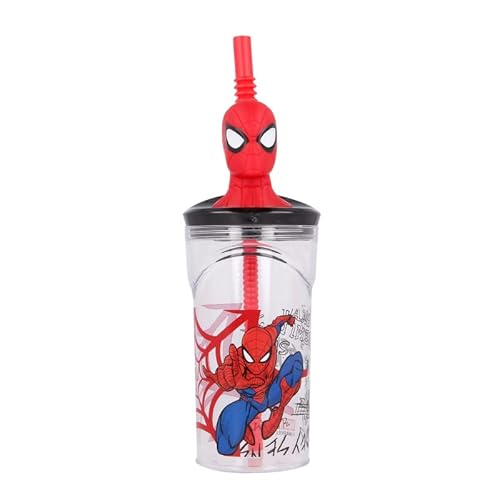 ILS I LOVE SHOPPING SPIDERMAN - Becher 360 ml mit Strohhalm und 3D-Figur für Kinder BPA-frei (Spiderman) von ILS I LOVE SHOPPING