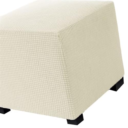 Hockerbezug Quadratisch 45cm/50cm/65cm Ottomane Bezug Quadratisch Bezug Hocker Quadratisch Hocker überzug Schonbezug Bezug für Fußhocker Stretch Ottomane Abdeckung Hockerabdeckung(Color:Beige,Size:45x von ILiemao