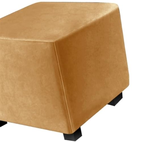 Hockerbezug Quadratisch 45cm/50cm/65cm Ottomane Bezug Quadratisch Bezug Hocker Quadratisch Hocker überzug Schonbezug Bezug für Fußhocker Stretch Ottomane Abdeckung Hockerabdeckung(Color:Khaki,Size:55x von ILiemao