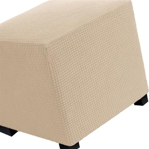 Hockerbezug Quadratisch 45cm/50cm/65cm Ottomane Bezug Quadratisch Bezug Hocker Quadratisch Hocker überzug Schonbezug Bezug für Fußhocker Stretch Ottomane Abdeckung Hockerabdeckung(Color:Camel,Size:45x von ILiemao