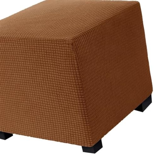 Hockerbezug Quadratisch 45cm/50cm/65cm Ottomane Bezug Quadratisch Bezug Hocker Quadratisch Hocker überzug Schonbezug Bezug für Fußhocker Stretch Ottomane Abdeckung Hockerabdeckung(Color:Brown Coffee,S von ILiemao