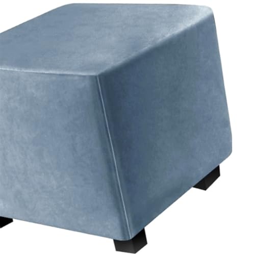 Hockerbezug Quadratisch 45cm/50cm/65cm Ottomane Bezug Quadratisch Bezug Hocker Quadratisch Hocker überzug Schonbezug Bezug für Fußhocker Stretch Ottomane Abdeckung Hockerabdeckung(Color:Dusty Blue,Siz von ILiemao
