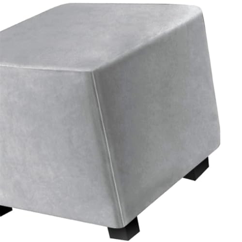 Hockerbezug Quadratisch 45cm/50cm/65cm Ottomane Bezug Quadratisch Bezug Hocker Quadratisch Hocker überzug Schonbezug Bezug für Fußhocker Stretch Ottomane Abdeckung Hockerabdeckung(Color:Light Gray,Siz von ILiemao