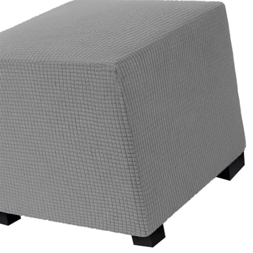 Hockerbezug Quadratisch 45cm/50cm/65cm Ottomane Bezug Quadratisch Bezug Hocker Quadratisch Hocker überzug Schonbezug Bezug für Fußhocker Stretch Ottomane Abdeckung Hockerabdeckung(Color:New Gray,Size: von ILiemao