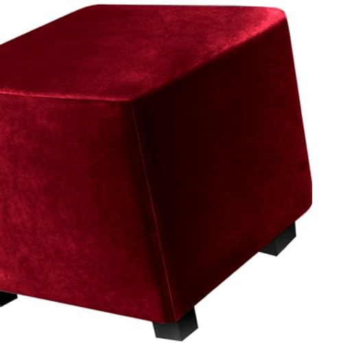 Hockerbezug Quadratisch 45cm/50cm/65cm Ottomane Bezug Quadratisch Bezug Hocker Quadratisch Hocker überzug Schonbezug Bezug für Fußhocker Stretch Ottomane Abdeckung Hockerabdeckung(Color:Wine Red,Size: von ILiemao