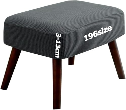 Hockerbezug Quadratisch Ottoman Cover Fußbank Schonbezug Stretch Fußhocker Husse Soft Beschützer Jacquard Slipcovers Sitzhocker mit Elastic Bottom Rund Rechteckig Waschbar Anpassbar(Gray,40 x 40 cm) von ILiemao