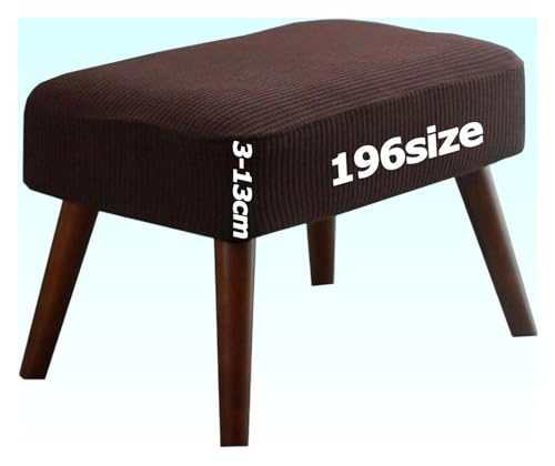 ILiemao Ottomane Bezug Rechteckig Quadratisch Hockerbezug Hocker Überzug Fußhocker Sitzhocker Husse Fußbank Schonbezug Stretch Beschützer Jacquard mit Elastisch Bottom Rund Anpassbar(Kaffee,30x50 cm) von ILiemao