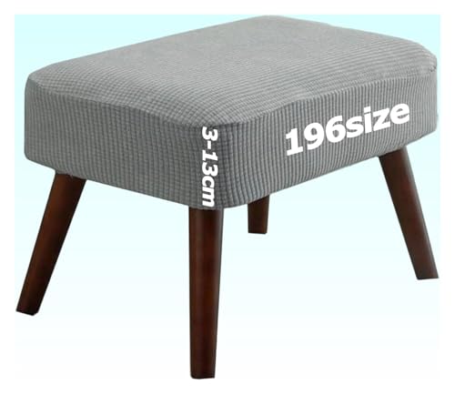 Ottomane Bezug Rechteckig Quadratisch Hockerbezug Hocker Überzug Fußhocker Sitzhocker Husse Fußbank Schonbezug Stretch Beschützer Jacquard mit Elastisch Bottom Rund Anpassbar(Hellgrau,45x45 cm) von ILiemao