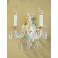Cottage Chic Style Cherub Doppellicht Wandleuchte Mit Kristallen von ILite4U